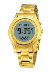Al-Harameen Digital Watch Unisex with Stainless Steel Band, Water Resistant, HA-6382, Gold-Transparent