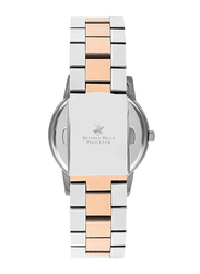 Beverly Hills Polo Club Multi-function Analog Watch for Women with Stainless Steel Band & Water Resistant, BP3360X.530, Silver/Rose Gold-Silver