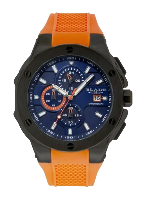 Blade Analog Watch for Men with Silicone Band, Chronograph, 3584G5ABA, Orange-Navy Blue
