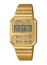 Casio Digital Watch for Unisex with Stainless Steel Band, A100WEG-9ADF, Gold