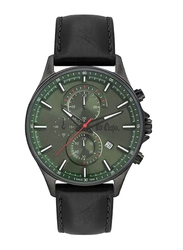 Lee Cooper Analog Watch for Men with Leather Band, Chronograph, LC07324.671, Black-Green