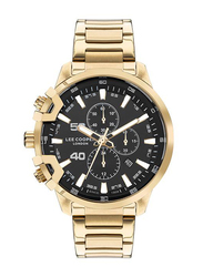 Lee Cooper Analog Multi-Function Watch for Men with Stainless Steel Band, Water Resistant & Chronograph, LC07469.250, Black-Gold