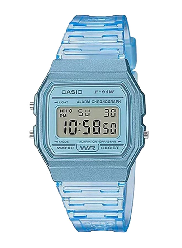 

Casio Digital Watch for Women with Rubber Band, F-91WS-2DF, Blue