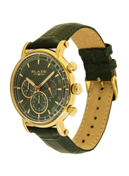 Blade Aura 54 Power Analog Watch for Men with Leather Band, Water Resistant & Chronograph, 3634G1GEE, Green