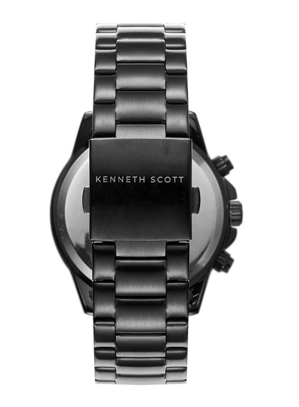 Kenneth Scott Analog Watch for Men with Stainless Steel Band, Chronograph, K22102-BBBB, Black