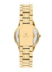 Beverly Hills Polo Club Analog Watch for Women with Stainless Steel Band & Water Resistant, BP3348X.130, Gold-White