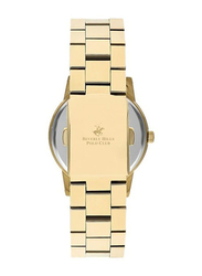 Beverly Hills Polo Club Multi-function Analog Watch for Women with Stainless Steel Band & Water Resistant, BP3360X.120, Gold-Mother Of Pearl