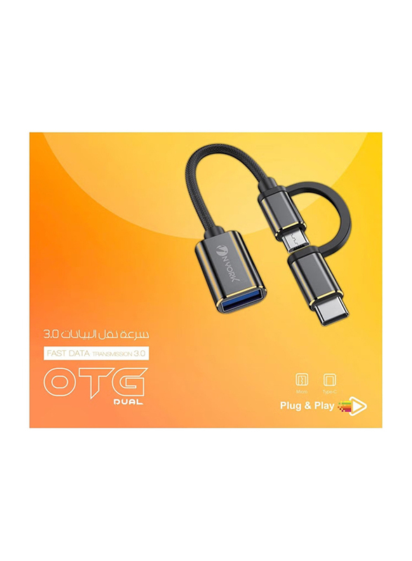 Nyork Dual OTG USB to Type-Micro Cable, Black