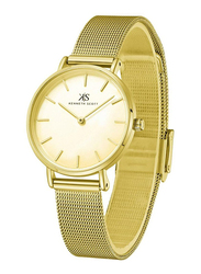 Kenneth Scott Champagne Analog Watch for Women with Mesh Band, K22519-GMGC, Gold