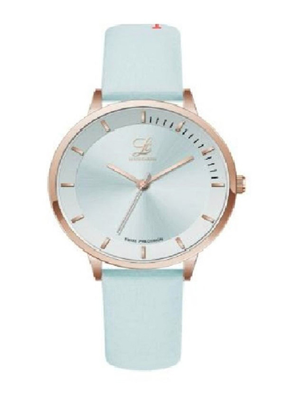 Louis Cardin Analog Watch for Women with Leather Band, 9830l1, Light Blue