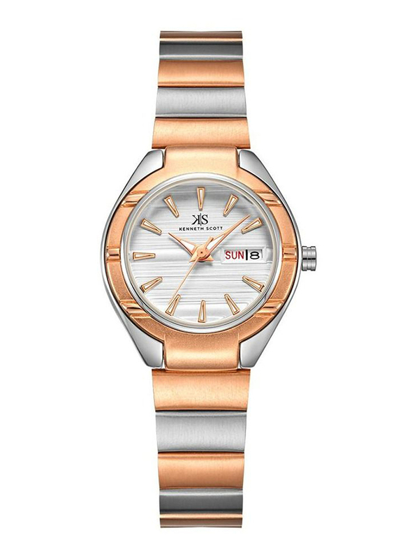 Kenneth Scott Analog Watch for Women with Stainless Steel Band, K22035-KBKW-L, Silver/Rose Gold-Silver