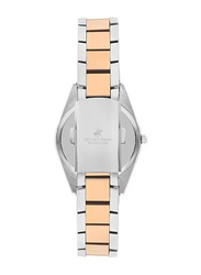 Beverly Hills Polo Club Analog Watch for Women with Stainless Steel Band, BP3300X.420, Silver/Gold-White