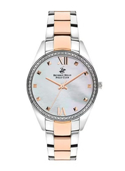 Beverly Hills Polo Club Analog Watch for Women with Stainless Steel Band, BP3300X.420, Silver/Gold-White