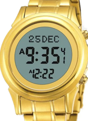 Al-Harameen Digital Watch Unisex with Stainless Steel Band, Water Resistant, HA-6382, Gold-Transparent