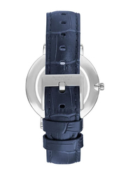 Beverly Hills Polo Club Analog Watch for Men with Leather Band, BP3129X.399, Navy Blue