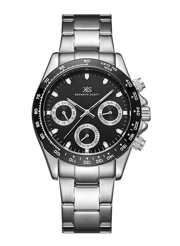 

Kenneth Scott Multi Function Analog Watch for Men with Stainless Steel Band, Water Resistant & Chronograph, K22142-sbsb, Silver-Black