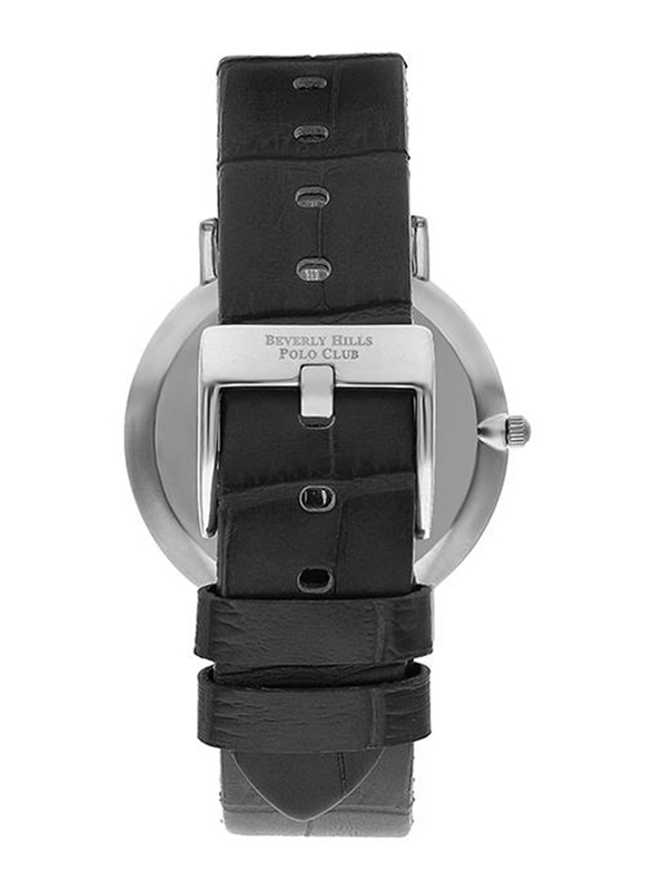 Beverly Hills Polo Club Analog Watch for Men Leather Band, Water Resistant, BP3322X.351, Black