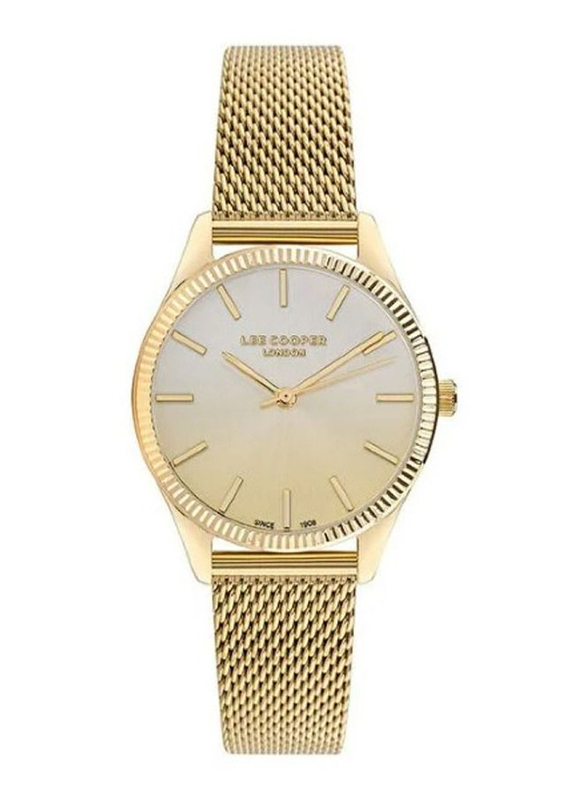 Lee Cooper Analog Watch for Women with Mesh Band, LC07544.110, Gold