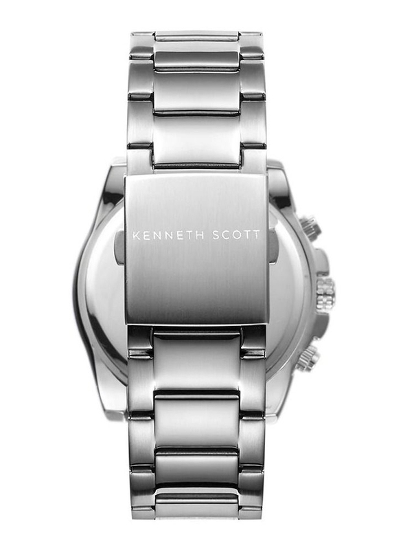 Kenneth Scott Analog Watch for Men with Stainless Steel Band, Water Resistant & Chronograph, K22101-sbsbg, Silver-Black