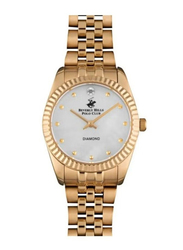 Beverly Hills Polo Club Analog Watch for Women with Stainless Steel Band, BP3295X.420, Gold-White