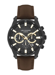 Lee Cooper London Analog Watch for Men with Leather Band, Water Resistant & Chronograph, LC07525.154, Brown-Black
