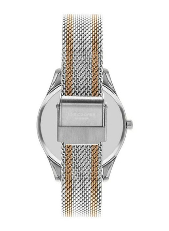 Lee Cooper Analog Watch for Women with Mesh Band, LC07544.550, Silver/Gold-Brown
