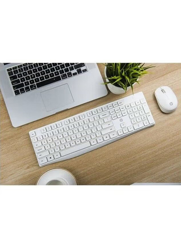HP CS10 Wireless USB English Keyboard and Optical Mouse Set, White