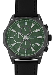 Lee Cooper Analog Watch for Men with Leather Band, Water Resistant & Chronograph, LC07489.671, Green-Black