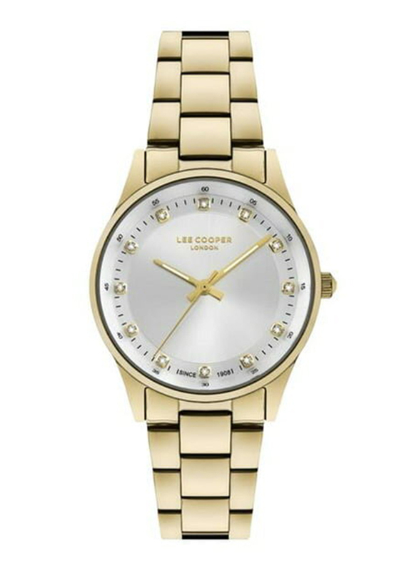 LEE COOPER Analog Watch for Women with Stainless Steel Band, LC07236.130, Silver/Gold