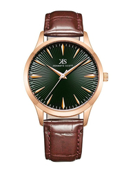 Kenneth Scott Analog Watch for Men with Leather Band, Water Resistant, K22016-rldb, Brown-Green