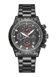 Kenneth Scott Analog Watch for Men with Stainless Steel Band, Chronograph, K22102-BBBB, Black