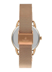 Beverly Hills Polo Club Analog Watch for Women with Stainless Steel Band, Water Resistant, Bp3299c.430, Rose Gold-Silver
