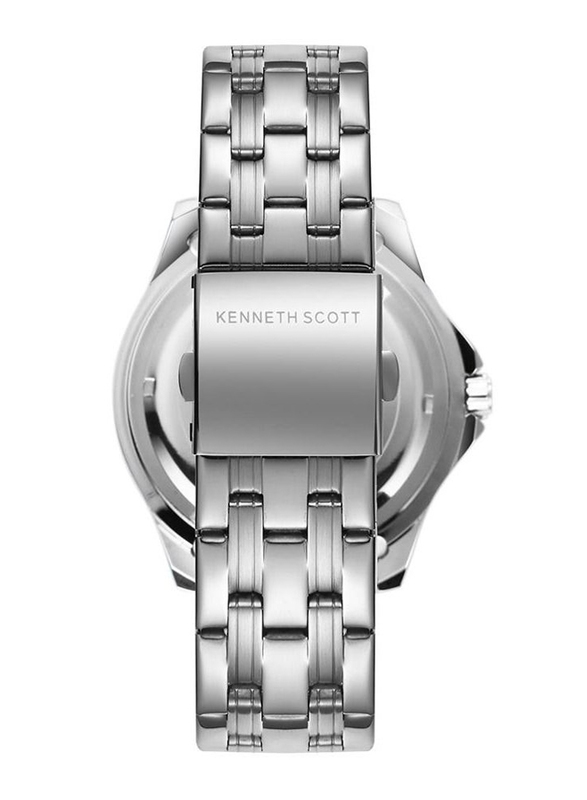 Kenneth Scott Analog Watch for Men with Stainless Steel Band & Water Resistant, K22009-SBSB, Silver-Black