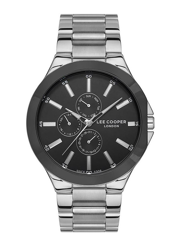 Lee Cooper Analog Watch for Men with Stainless Steel Band, Lc07427.350, Silver-Black