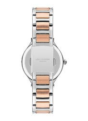 Lee Cooper Analog Watch for Women with Stainless Steel Band, LC07440.520, Silver/Rose Gold-Silver