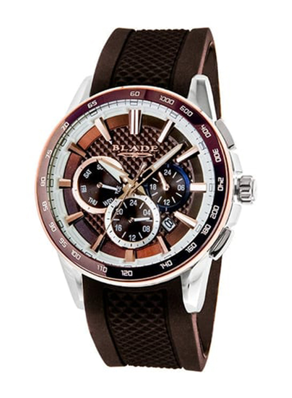 Blade Analog Watch for Men with Silicon Band, Water Resistant & Chronograph, 3567g5uoo, Brown