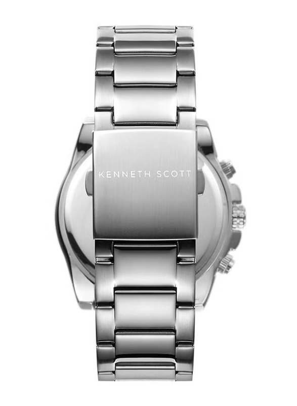 Kenneth Scott Analog Watch for Men with Stainless Steel Band, K22101-SBSBK, Silver-Black