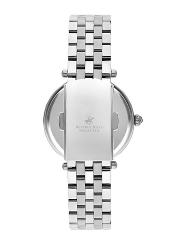 Beverly Hills Polo Club Analog Watch for Women with Stainless Steel Band, Water Resistant, BP3335X.390, Silver-Blue