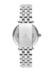 Beverly Hills Polo Club Analog Watch for Women with Stainless Steel Band, Water Resistant, BP3335X.390, Silver-Blue
