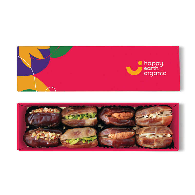 

Happy Earth Organic Organic Filled Dates Gift Box- Vibrant Pink, 145g