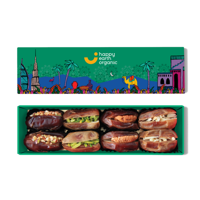 

Happy Earth Organic Organic Filled Dates Gift Box- Dubai Green, 145g