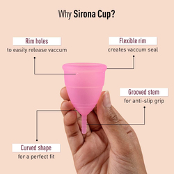 Sirona Reusable Menstrual Medium Cup for Women with Pouch, 2 Pieces