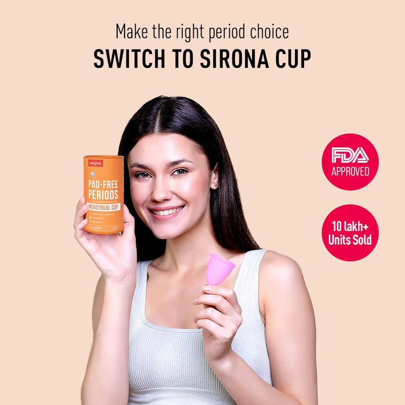 Sirona Reusable Menstrual Medium Cup for Women with Pouch, 2 Pieces