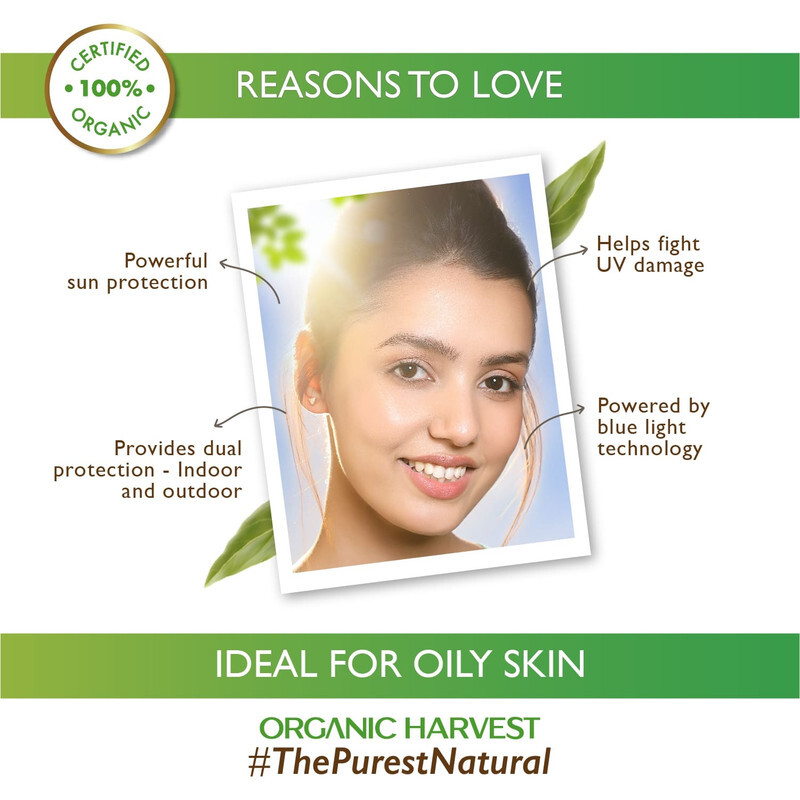 Organic Harvest Oily Skin SPF 60 Sunscreen For Men/Women With Kakadu Plum, Acai Berry & Chia Seeds -100% Certified Organic -100% Transparent, Responsible, Sustainable - free 100 ml