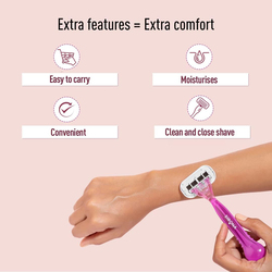 Sirona 4 Blade for Women with Aloe Boost For Smooth Arms Legs & Bikini Line Reusable Razor, 3 Pieces