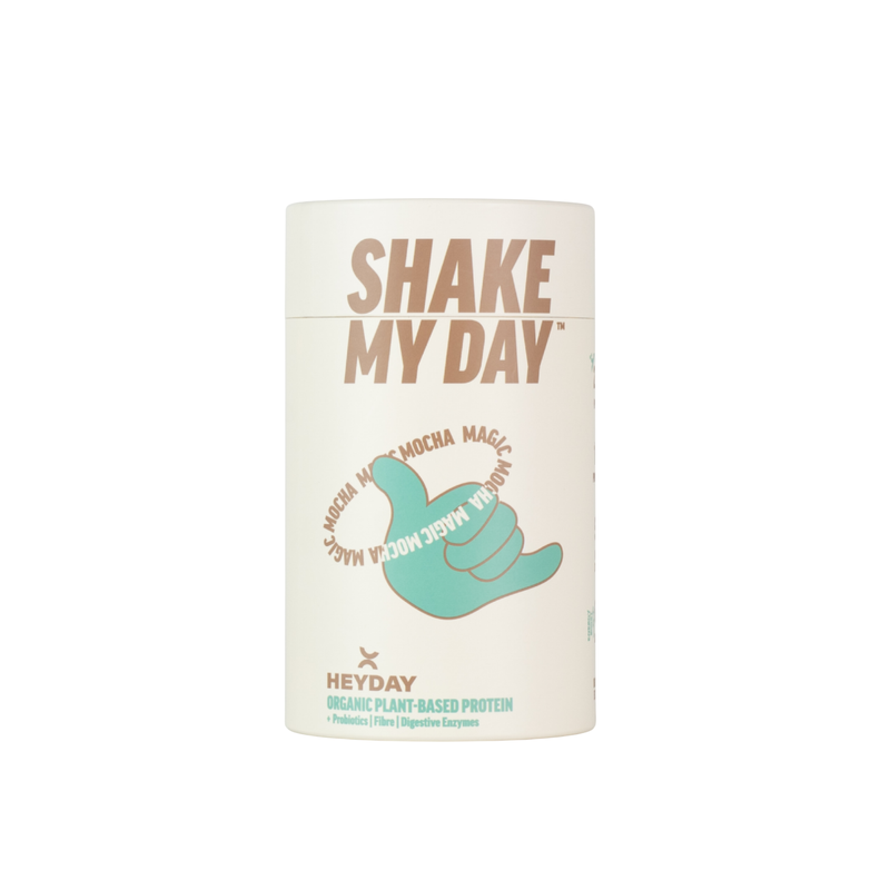 

Heyday Shake My Day Natural Plant-Based Organic Protein Powder (480g) Mocha Flavor 100% Vegan Probiotics & Nutrient-Rich Formula ,Muscle Support &