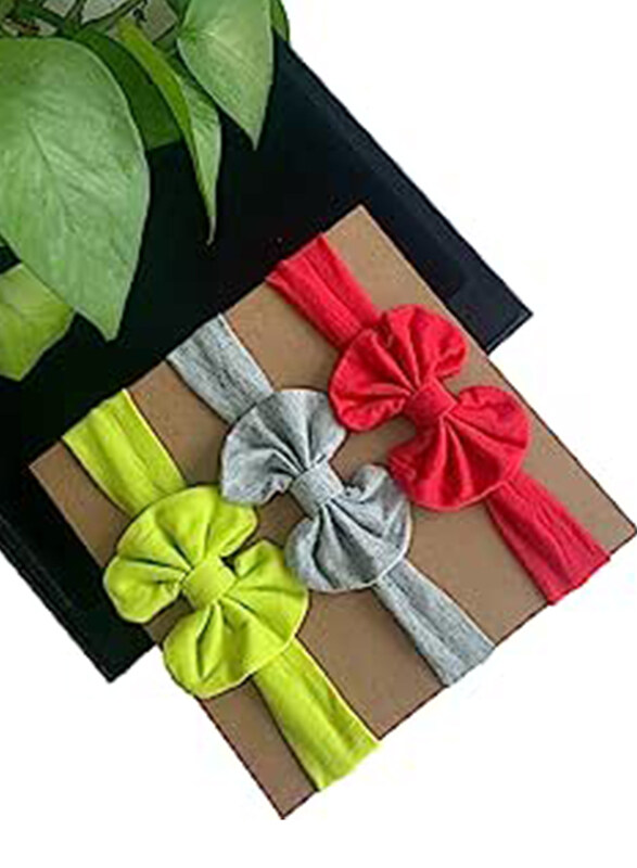 

The Girl Cap Elastic Headband for Baby Girls, Style#10, 3 Pieces, Multicolour