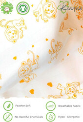 Buy Responsibly Premium Organic Cotton Muslin Animal Theme Of Monkey Baby Wrap Swaddle, 3-6 Months, Design 1