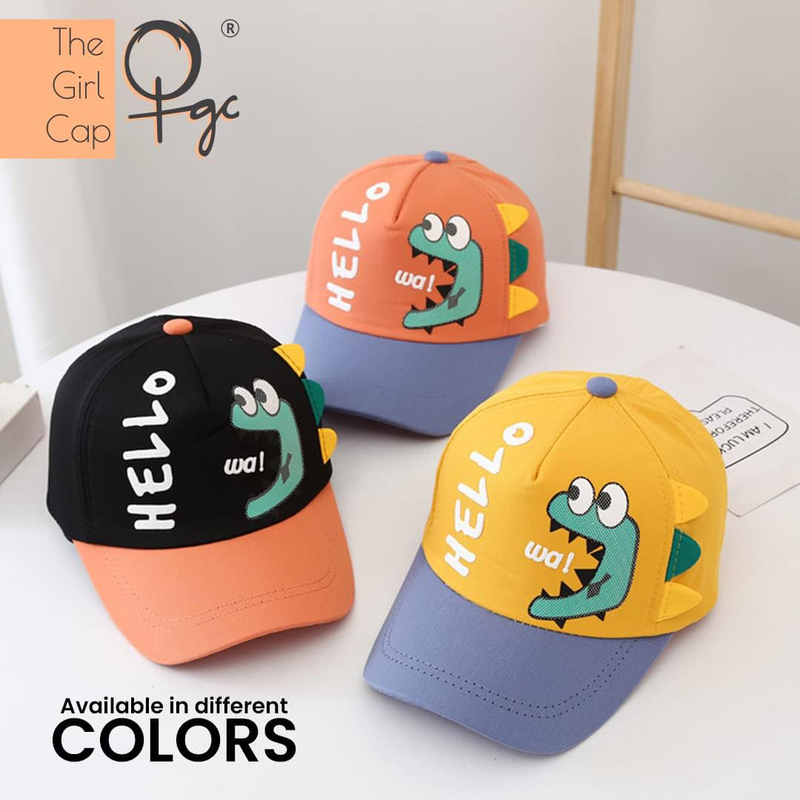The Girl Cap Durable Hello Dinosaur Cap For Girls, Orange