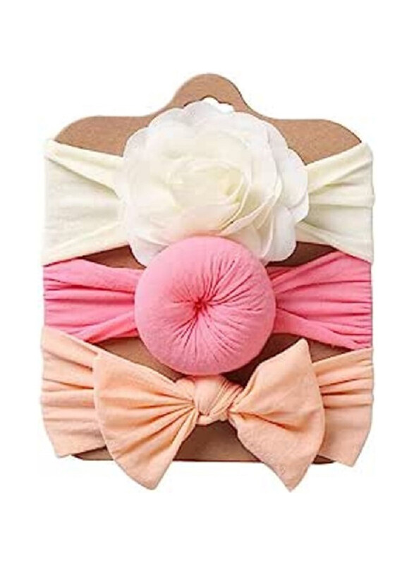 The Girl Cap Elastic Headband For Girls, 3 Pieces, Multicolour